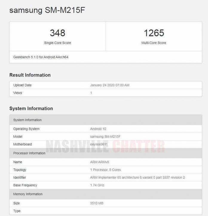 samsung m21 geekbench